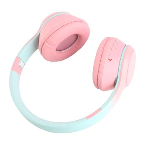 Cocoarm BT Wireless On-Ear Headphones,LED Light,18-Hour Playtime,HD Sound,Gradient Design,Foldable Travel Headphones with 5.2,Stainless Steel Headband,Kids (Pink) — view 3