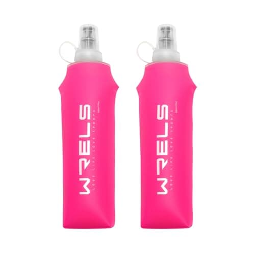 WRELS TPU Soft Flask Lightweight Portable Reusable Water Bottle,BPA Free Collapsible Flask for Hydration Pack in Running Hiking Cycling and Marathon(500ml-2 Packs)