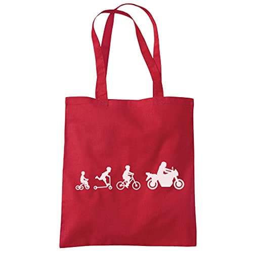 HotScamp Motorbike Evolution - Tote Shopping Bag - Biker Motorcycle Dirt Bike One size red