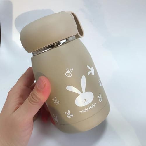 Mini Insulated Bottle Reusable Coffee Cups Cute Rabbit Water Bottle Flask for Hot Or Cold Drinks Small Size Travel Mug with Handle Stainless Steel Double Walled Insulated Tumbler — view 6