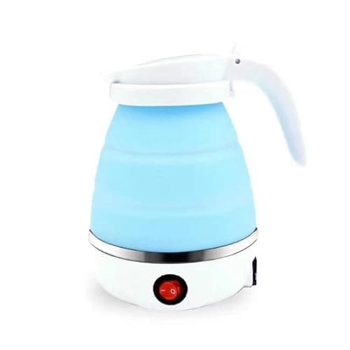 Collapsible Electric Kettle, Portable for Outdoor Travel, 220V Silicone Electric Water Kettle Boiler, Foldable with Separable Power Cord for Outdoor Hiking Camping, Blue