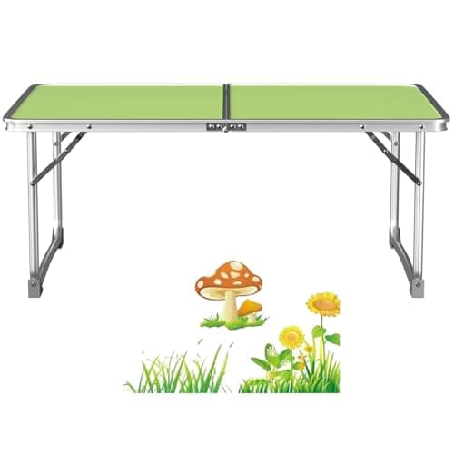 Lucn 2ft Folding Camping Table, Portable Foldable Pop-Up Picnic Tables for Outdoor Indoor Garden, Balcony Market Kitchen Work Table, 60 x 40 x 26cm Green