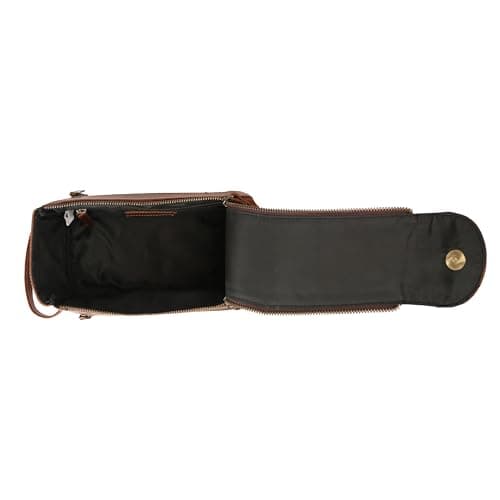 KomalC Premium Buffalo Leather Toiletry Bag for Men & Women With Water resistant Lining, Grooming Travel Pouch, Unisex Wash Bag for Toiletries, Gifts for Men and Women, Distressed Orange Tan, Unisex — view 4