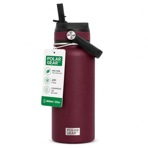 Polar Gear Insulated Water Bottle with Flip Straw - 800ml Wine