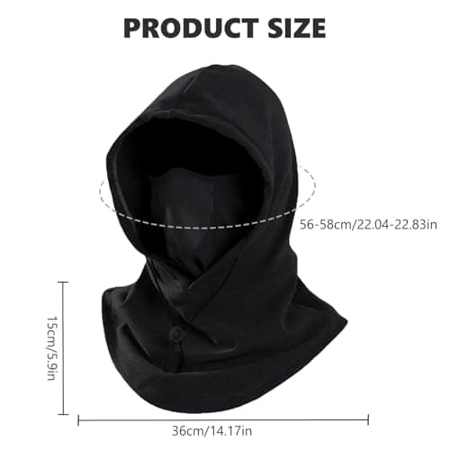CERCTLA Balaclava Ski Mask, Winter Thermal Fleece Balaclavas, Neck Warmer Snood Outdoor Sports Face Covers Hat for Running Skiing Cycling Motorbikes Hiking, Men, Women (Black) — view 2
