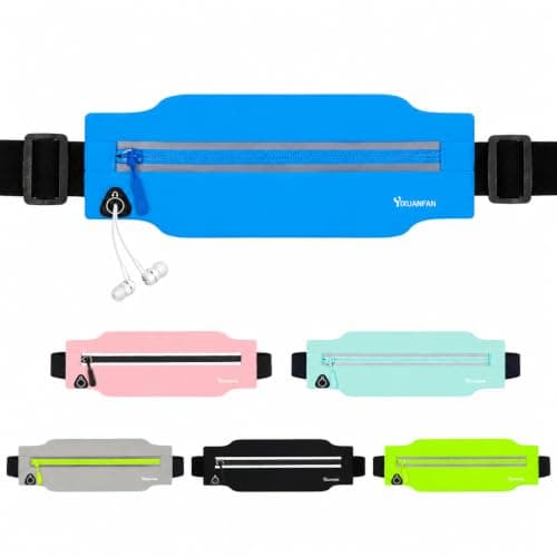 Running Belt for Men & Women, Slim Bum Bag & Running Phone Holder, No Bounce Waist Pack, Water Resistant Reflective Running Pouch, Adjustable Fitness Belt Fits All Smartphones(Blue)