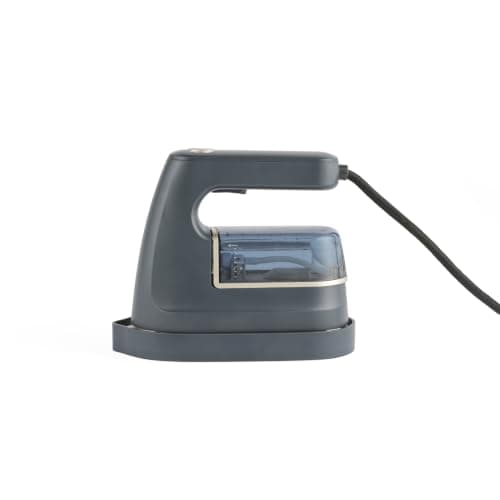 Beldray BEL01610 2 in 1 Iron & Garment Steamer - Mini Travel Iron, Single Temperature, Use on All Fabrics, Heatproof Storage Base, Non-Stick Ceramic Soleplate, 100ml Water Tank, 1200W, Platinum/Grey