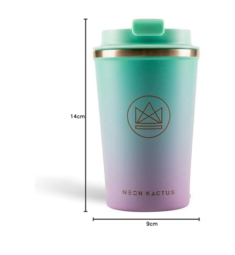 Neon Kactus Insulated Reusable Coffee Cup/Travel Mug (Purple/Green) — view 6