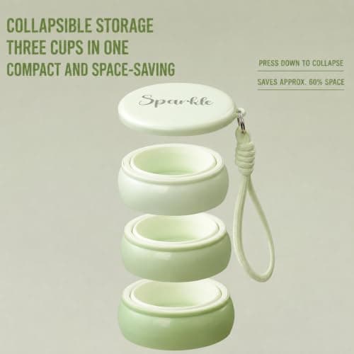 Collapsible Silicone Cup with Lid & Lanyard,Foldable Travel Mug for Camping — view 2
