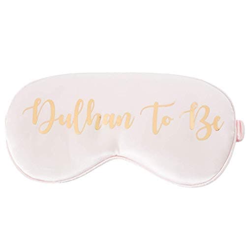 Peacock Supplies Dulhan to Be Satin Eye Mask - Rose Gold | Bride to Be Gifts | Comfortable Elastic Band | Blackout Bridal Sleeping Mask for Beauty Sleep | for Travel, Hen Party, Night Before Wedding