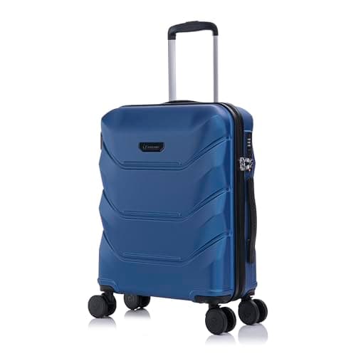 Rocklands® Cabin Suitcase 55x40x20cm Hard Shell TSA Lock, 4 Spinner Wheels, Lightweight Hand Luggage Small Bag, Approved for 100+ Airlines Including Ryanair, EasyJet (Navy Blue, Cabin (20 Inch))