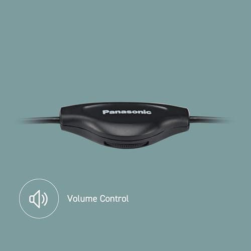 Panasonic RP-HT090E-H Lightweight Stereo Headphones, On-Ear Headphones, 5m Long Cord, Volume Control, XBS, 3.5mm Jack, Black — view 4