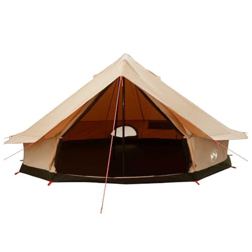 LoogCape Family Tent Cream 12 People Poly Cotton 600 x 600 x 348 cm with Mesh Ventilation, Guy Ropes and Pegs, Spacious Camping Tent for Family — view 3