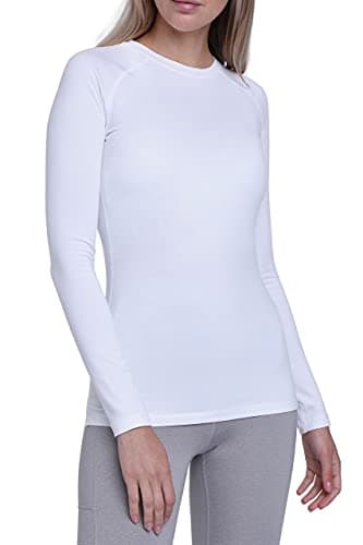 TCA Super Thermal Top Women - Ladies Thermal Vest - Thermals Womens - Ski Base Layer Women - Workout Tops for Cold Weather - Cloud White, L
