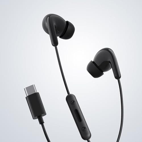 Type C Wired Headset Twin Pack USB-C Earphones with Built-in Microphone and Volume Control Stereo Noise Isolation Earbuds for Galaxy S23 S22 S21 S20 (Black, 80cmX1cm) — view 2