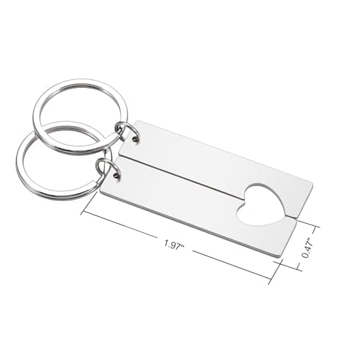 EDSG Personalised Keyring Custom Heart Keyring Set, 2Pcs Couple Keyrings, Valentines Gifts for Him Her Boyfriend Girlfriend, Matching Keychains, Engagement Gifts for Couples (Black+Silver) — view 2