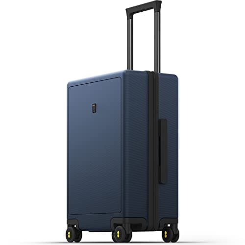 LEVEL8 Trolley case, Lightweight, Made of 100% Polycarbonate, Hand Luggage with Hard Cover, Elegance Micro Diamond Textured Design 8 Spinner, Navy Blue, S (54x23.5x37CM,40L)