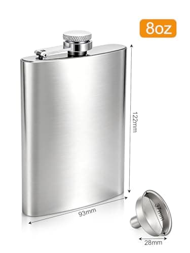 Yikki 2 Pack Hip Flask, 8 Oz Flask Alcohol with Funnel (Silver) — view 2