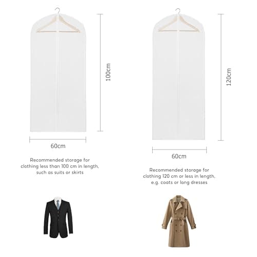 10 Pack Garment Dress Bags Covers with Zip (5Pcs 60*100CM + 5Pcs 60*120CM) — view 2