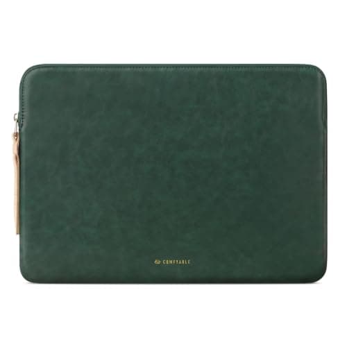 Comfyable Slim Protective Laptop Sleeve Compatible with 13/13.3/14 Inch MacBook Air & MacBook Pro, Mac Travel Case, Laptop Pouch, Slim PU Leather Cover M5/M4/M3/M2/M1 2026-2021, Midnight Green