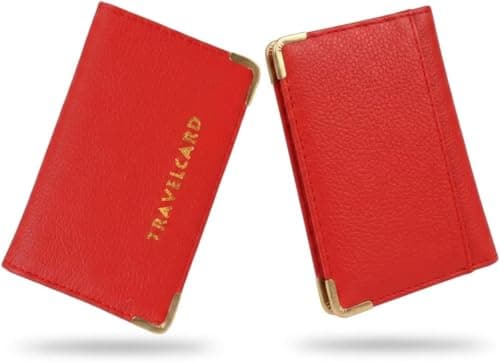 ORCHIDS Unisex Travel Bus Pass Holder – Slim ID, Credit Card & Ticket Wallet Cover Case (RED)