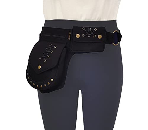 Larswon Renaissance Bag for Women - Festival Thigh Bag, Black, M — view 2