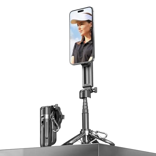 OneNine Magnetic Selfie Stick Tripod for Smartphone with Remote Control, Extendable Rotatable, Cold Shoe, Compact Travel Tripod for iPhone/Android