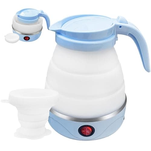 YudouTech Foldable Electric Kettle, Camping Kettle, Mini Travel Silicone Electric Water Boiler, Tea Coffee Maker, Portable Coffee Kettle with a cup for Outdoor Hiking Camping
