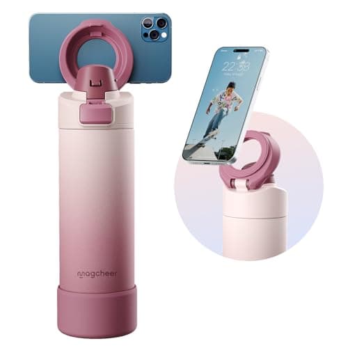 Magcheer 750ml Insulated Bottle with Magnetic Phone Holder(Dusty Rose)