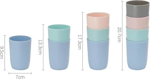 Topsky 4-Pieces Dishwasher Safe Plastic Tumblers Travel Mouthwash Cup Reusable Water Cup Travel Camping Portable Cups Coloured Plastic Cups 4 Color 280ml — view 2