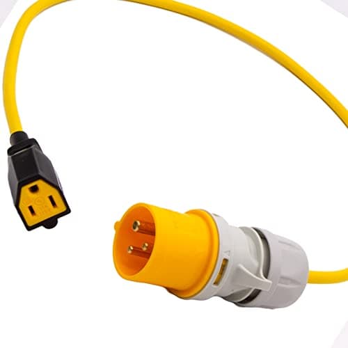 IP44 110volt 16Amp plug to NEMA USA Mains Socket Fly Lead. Power Tool American Appliance Hookup Adaptor for Use on Stepdown, Industrial, Generator (1 Metre) — view 4