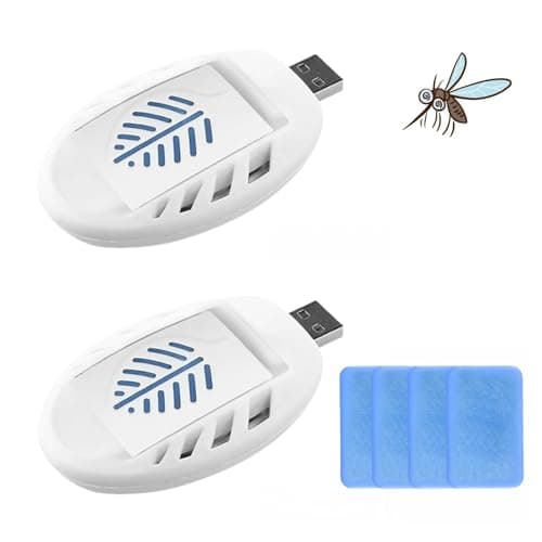 2PCS USB Mosquito Repellent Plug In,Indoor Insect Repellent Plug In,Portable USB Mosquito Ki/ller with 120 Repellent Tablets,Insects Repellent for Travel,Electric Mosquito Repeller for Indoor Outdoor