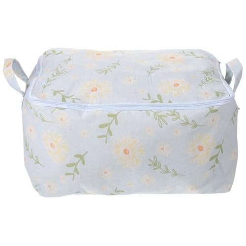 CHILDWEET Clothes Storage Bag Space-saving 38l with Zipper Closure Cotton Blue Blanket and Quilt Organizer for Home Use Suitable for Packing and Bedroom Storage