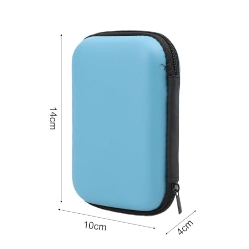 MuchLuckystar Hard Drive Storage Case, 2.5 Inch EVA Zipper Protective Bag for External HDD SSD USB Cable Charger Earphone Organiser Travel(Sky-Blue) — view 2