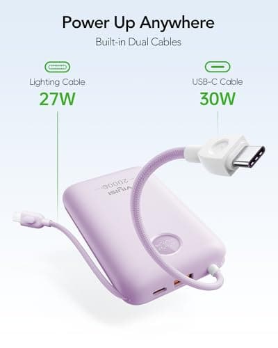 VIYISI 20000mAh 30W Fast Charging Power Bank with Built-in Cable — view 2
