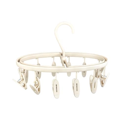 Foyer Nuage Premium Portable Travel Foldable Clothes Drying Hanger with 12 Clips, Anti-Rusty Plastic Drying Rack for Socks, Lingeries, Delicates and Baby Clothes