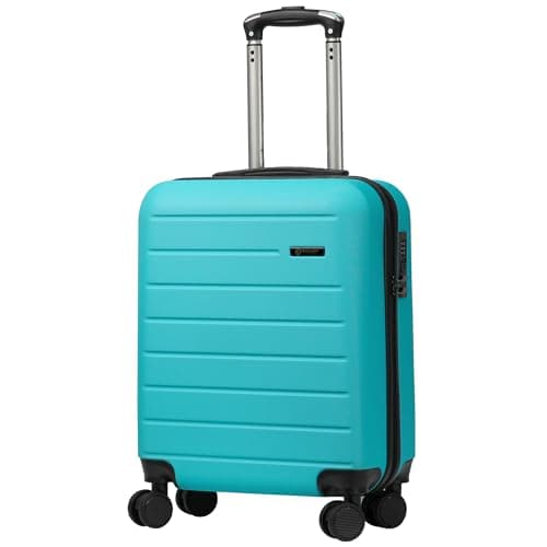 Rocklands® Lightweight 4 Wheel Hard Shell Luggage Suitcase Ryanair Cabin Travel Bag 55x40x20cm - ABS822 (Turquoise)