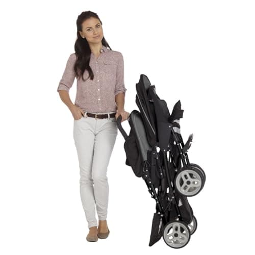 Graco Stadium Duo Tandem Double Pushchair - Suitable from birth to approx. 3 years (15kgs). Car Seat Compatible with SnugEssentials iSize infant car seat, Black/Grey fashion — view 6