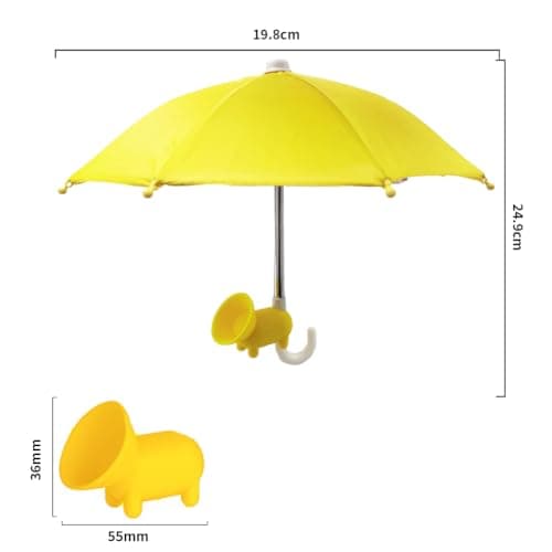 QYEHF Anti-Glare Phone Umbrella Sun Shade, Holder with Suction Plug for Car Navigation Sunscreen, Mini Sunscreen Travel Cell Phone Umbrella, Smartphone Outdoor Stand (yellow) — view 2