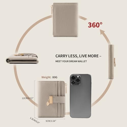 Pomelo Best Women's RFID Wallet - Vegan Leather Bi-fold Small Ladies Purse with Zipper Coin Pocket & ID Window - Leaf Charm Compact Wallet for Women — view 2