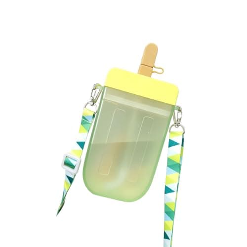 Cute Water Bottle with Straw Hiking Activity City Tour Yellow One Size