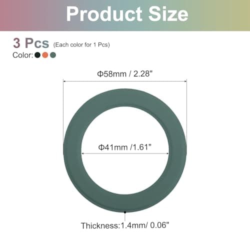 sourcing map Magnetic Sticker Ring, 3 Pcs Universal Magnetic Adapter Ring Leather Magnet Wireless Charging Conversion Kit for Mobile Phone Case Wireless Charger, Black/Orange/Green — view 2