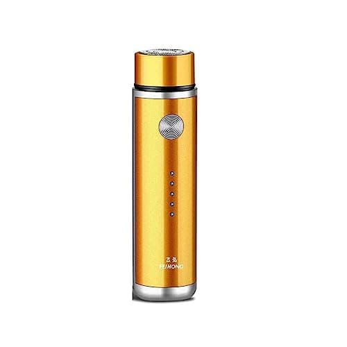 dijiusidy Electric Mini Shaver USB Charging LED Battery Display Pocket Home Car Travel Shaving Machine Trimmer for Man Male, Gold
