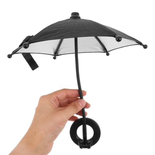 SOIMISS Mini Umbrella for Phone Shade Magnetic Black Folding Sunshade — view 4