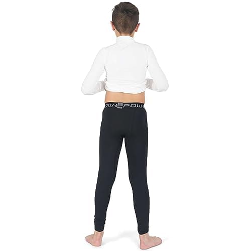 PowerLayer Thermal Base Layer Kids - Compression Skins for Boys and Girls - Leggings or Tights for Football Running & Other Sports - 10-12 Years - Black Stealth — view 5