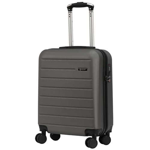 Rocklands® Lightweight 4 Wheel Hard Shell Luggage Suitcase Rynair Cabin Travel Bag 55x40x20cm - ABS822 (Grey)