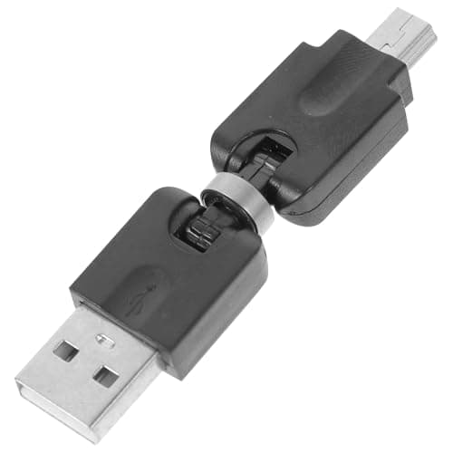Uonlytech USB to Mini USB Adapter 360 Degree Rotating Black Converter