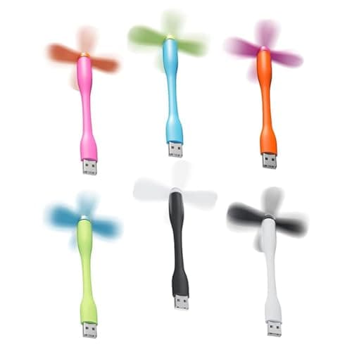 AZIDWERYQ 6 Pack Mini USB Fans, Portable Fan, Flexible Neck Cooling Fan, Quiet Travel, Personal Portable Pocket, Power Bank/Notebook/Laptop/Computer USB Desk (color) — view 2