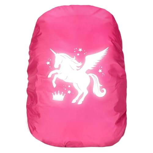 flintronic Waterproof Rain Cover for Backpack, Unicorn Reflective Rucksack Cover,Unicorn School Bag Waterproof Cover, High Visibility Backpack Cover, Anti-dust, Foldable for Girls, Children