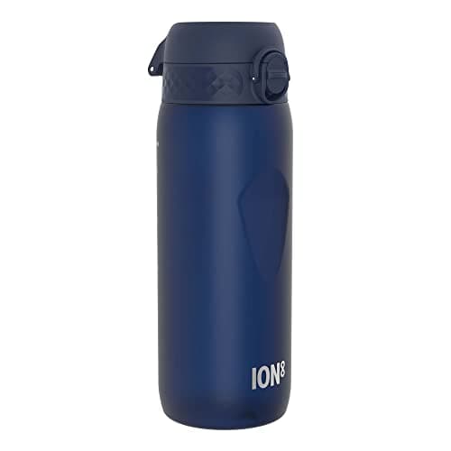 ION8 Sports Water Bottle, 750 ml/24 oz, Leak Proof, Easy to Open, Secure Lock, Dishwasher Safe, BPA Free, Flip Cover, Carry Handle, Soft Touch Contoured Grip, Easy Clean, Odour Free, Navy